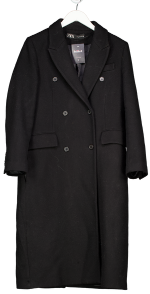 ZARA Black Fitted Button Trench Coat UK S