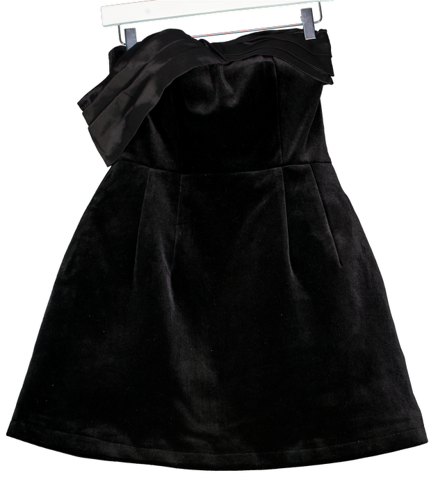 JARLO Black Velvet Strapless Fit And Flare Mini Dress UK 8