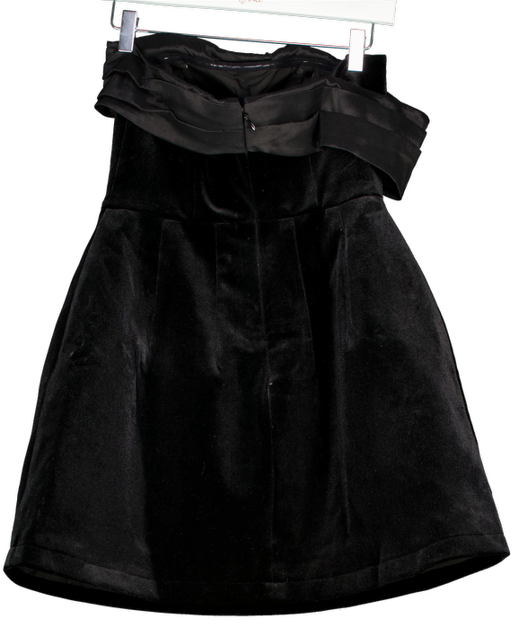 JARLO Black Velvet Strapless Fit And Flare Mini Dress UK 8