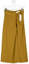 Commense Green Asymmetric Ruched Midi Skirt UK XS