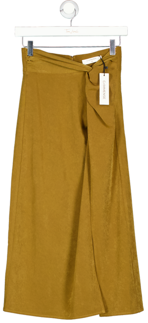 Commense Green Asymmetric Ruched Midi Skirt UK XS