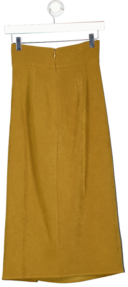 Commense Green Asymmetric Ruched Midi Skirt UK XS