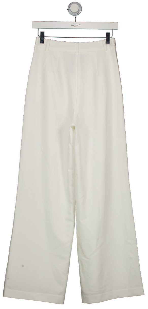 Commense White Solid Wide Leg Trousers Without Belt UK XS