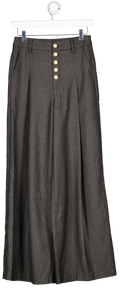 Commense Grey High-waisted Button-front Wide-leg Trousers UK XS