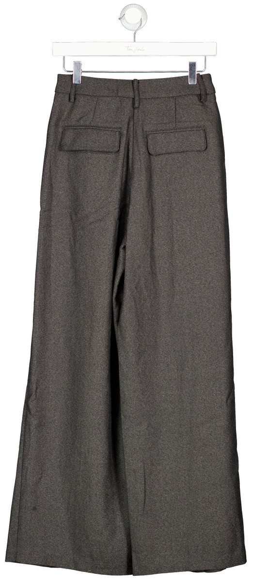 Commense Grey High-waisted Button-front Wide-leg Trousers UK XS