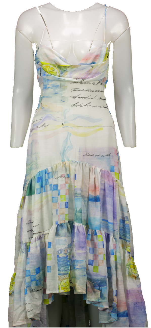 ASOS White Holiday Lemon Print Dress UK 8