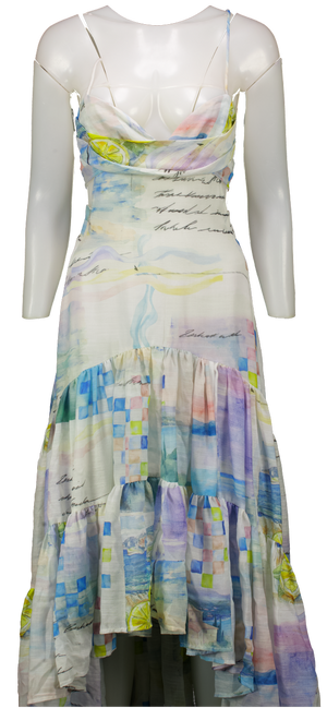 ASOS White Holiday Lemon Print Dress UK 8