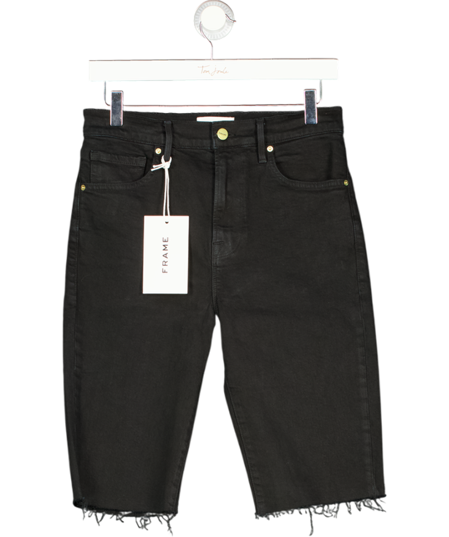 FRAME Black Wash Denim Longer Length Shorts W26