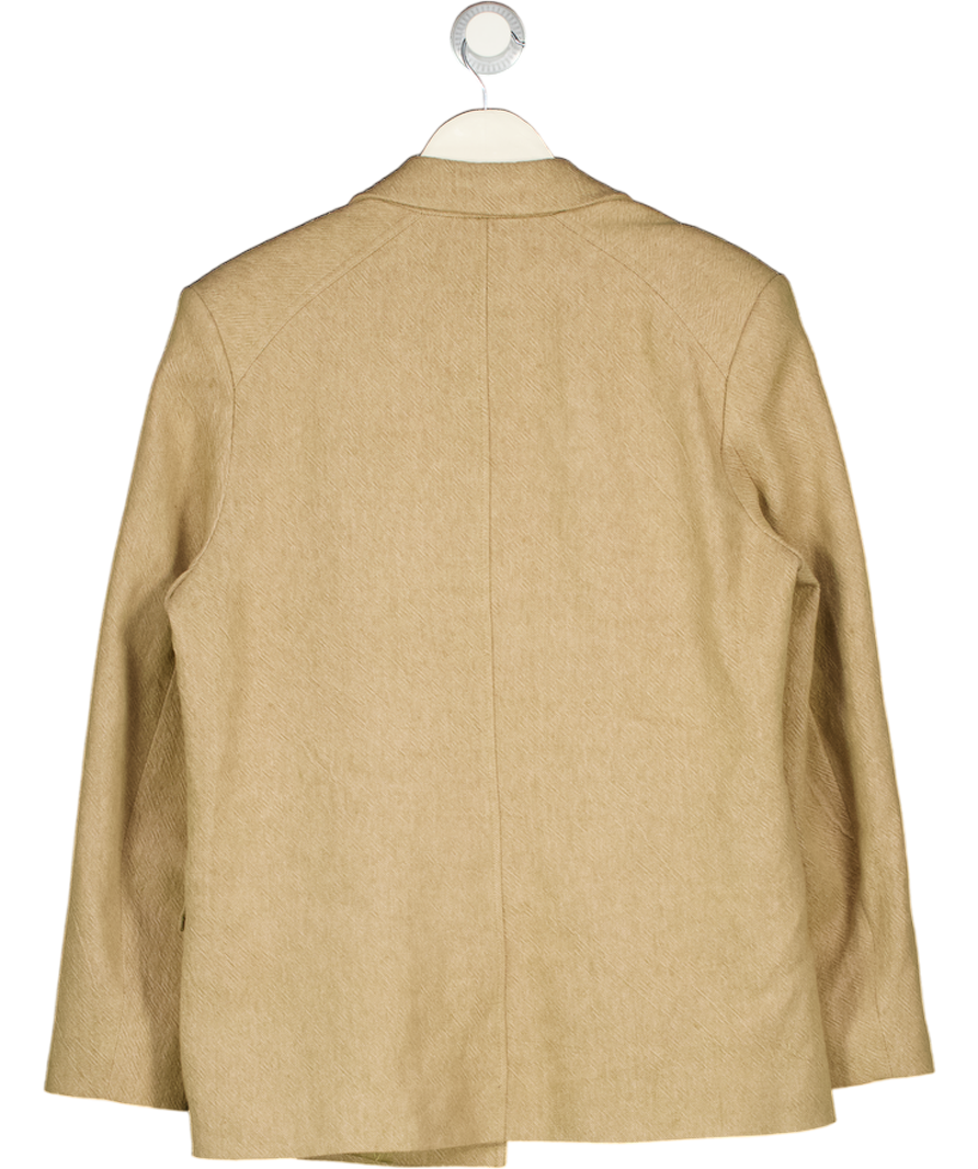 M&S Beige Autograph  Flax Linen Blend Relaxed Textured Blazer UK 12