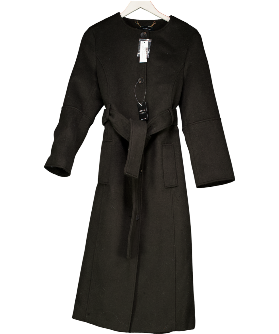 Karen Millen Brown Brushed Wool Single Breasted Belted Tailored Maxi Coat UK 6