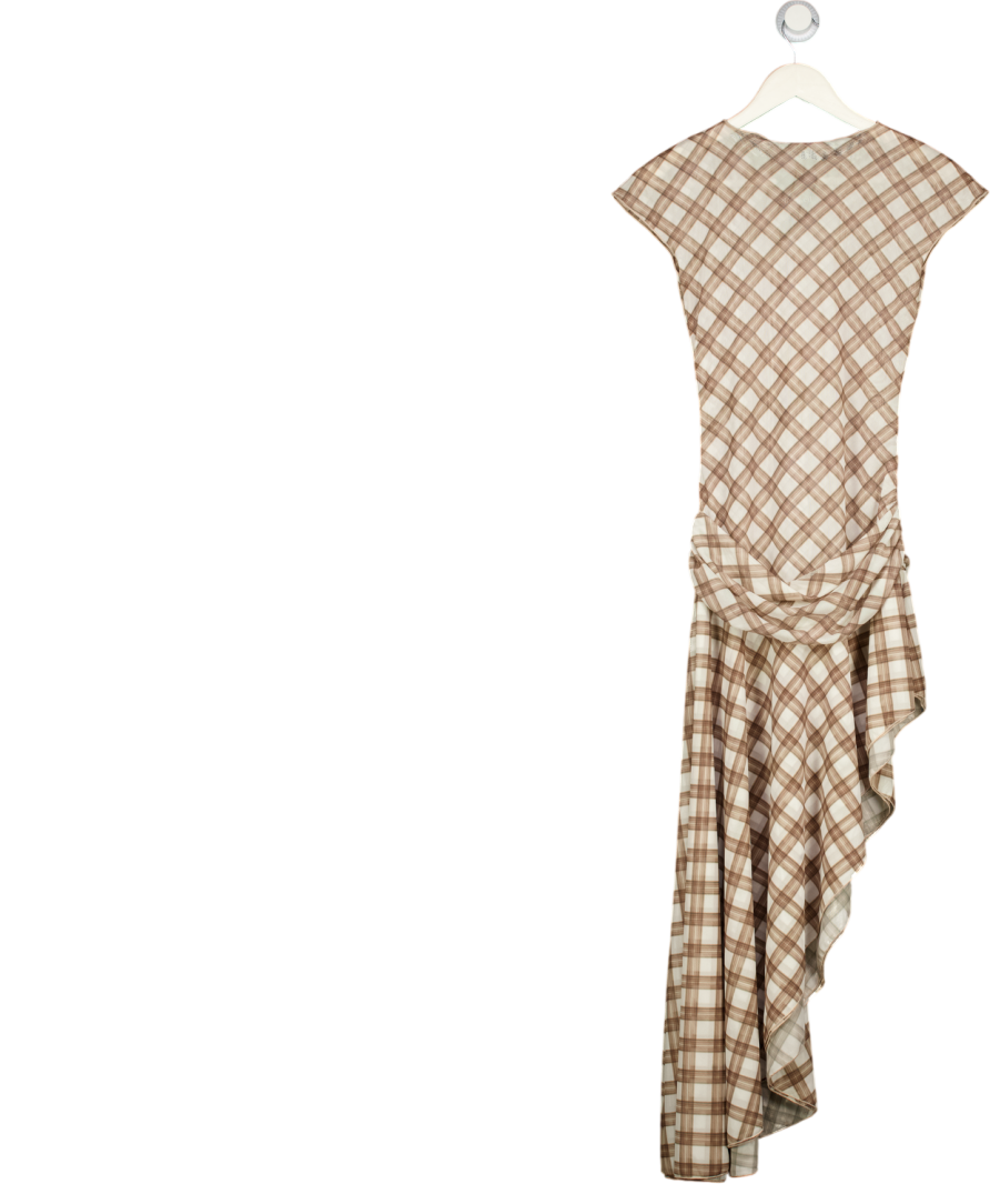 BEYU Brown Check Mesh Midi Dress One Size