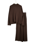 COS 2-piece Chocolate Brown Pure Cashmere Turtleneck Jumper & Wide-leg Trousers Set UK S/M