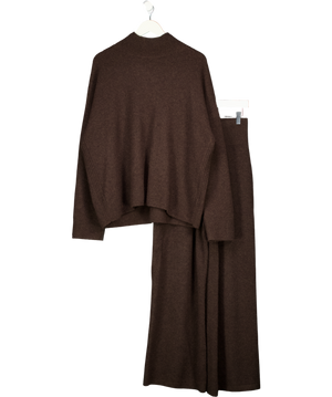 COS 2-piece Chocolate Brown Pure Cashmere Turtleneck Jumper & Wide-leg Trousers Set UK S/M