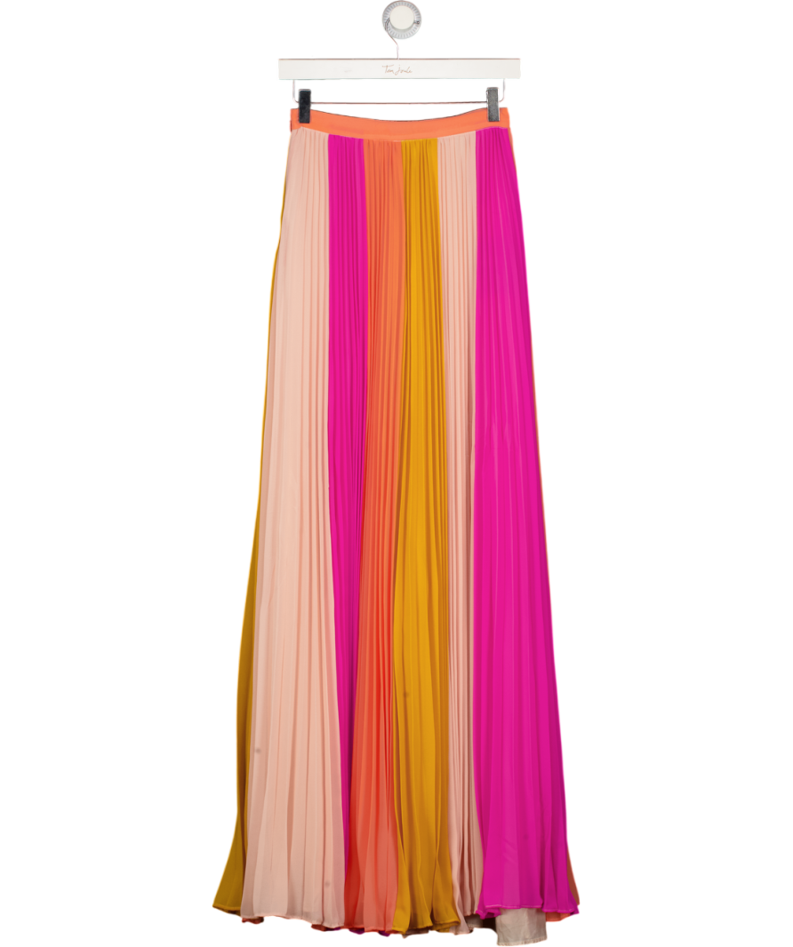 AMUR Multicoloured Pleated Maxi Skirt Sz0 UK 4