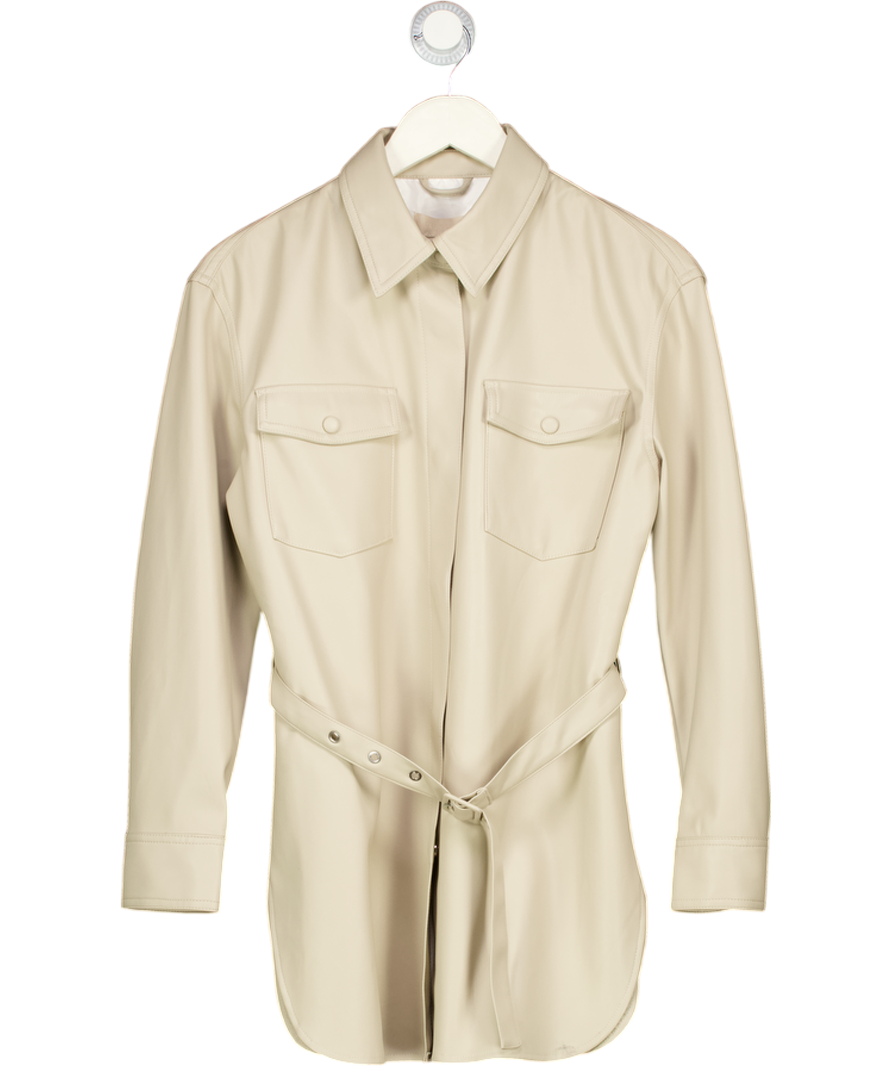 MESHKI Beige Faux Leather Jacket UK XS