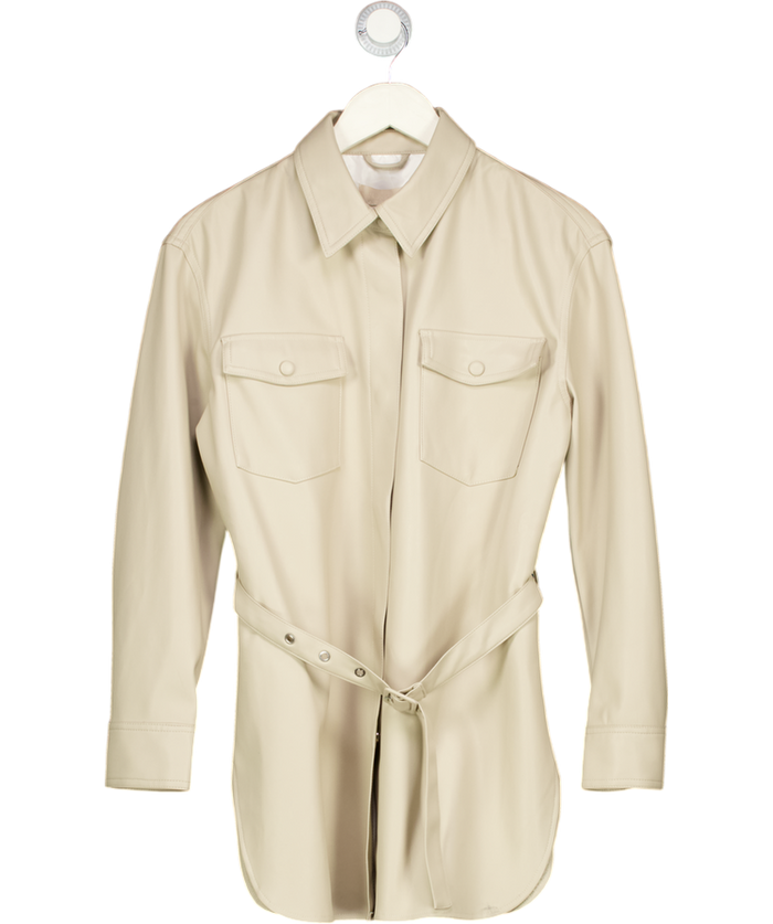 MESHKI Beige Faux Leather Jacket UK XS
