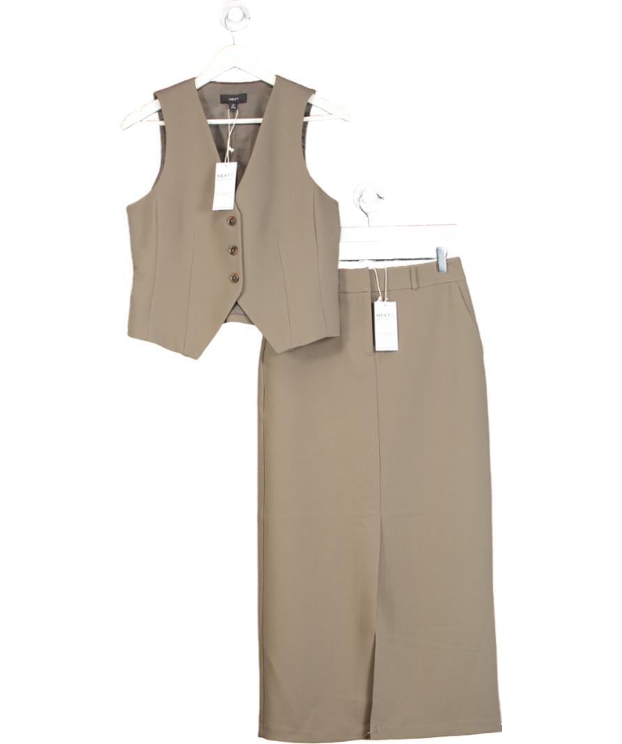Next Green Tailored Maxi Skirt And Waistcoat UK 8