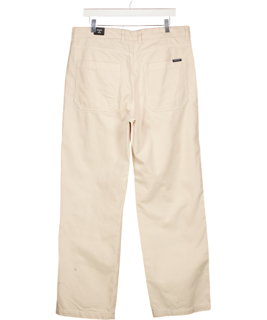 Superdry Beige Organic Cotton Vintage Slim Straight Jeans UK L