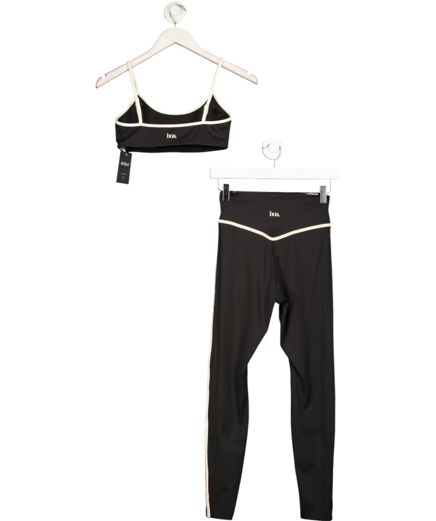 BOA Black Base Contrast Trim Cami Bra &  Contrast Trim Leggings UK S