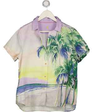 TOMMY BAHAMAS Multicoloured Palm Tree Print Linen Shirt UK S