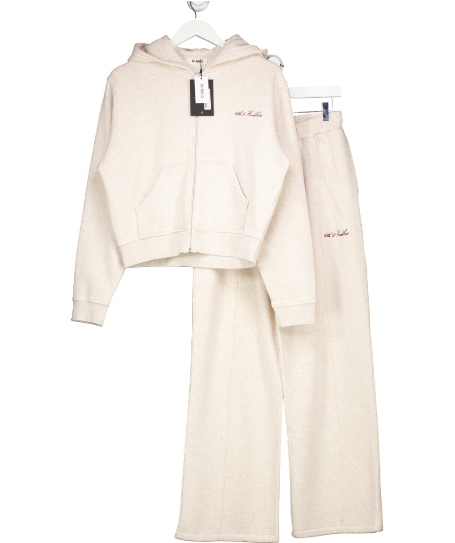4th & Reckless Beige 2-piece Set - Zip Hoodie (uk Xs) And Straight Leg Joggers UK S