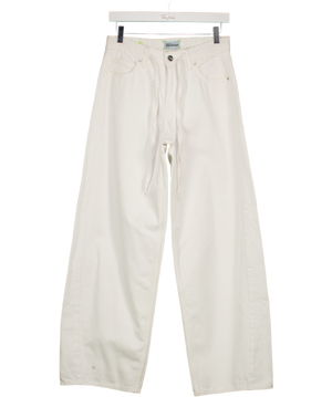 River Island White Drawcord Baggy Jeans UK 8