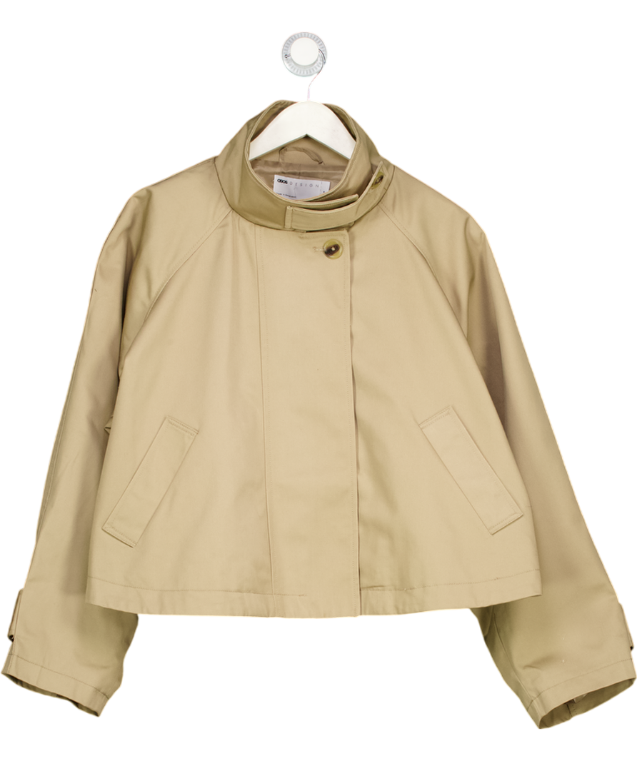 ASOS Beige Cropped Funnel Neck Trench Coat UK S