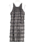 lipsy london Grey Ruffle Frill Detail Open Back Mini Dress UK 12