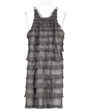 lipsy london Grey Ruffle Frill Detail Open Back Mini Dress UK 12