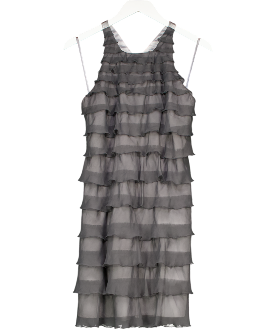lipsy london Grey Ruffle Frill Detail Open Back Mini Dress UK 12