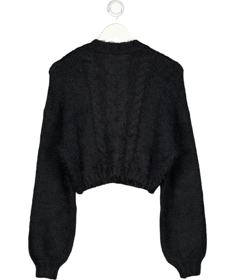 FREE PEOPLE Black Super Cosy Willow Knit Cardigan UK XS
