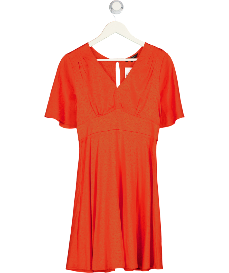 TARA JARMON Red Flutter Sleeve Mini Dress Fr36 UK 8