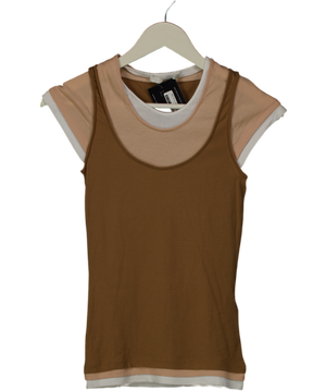 ZARA Beige Contrast Layered T-shirt UK S