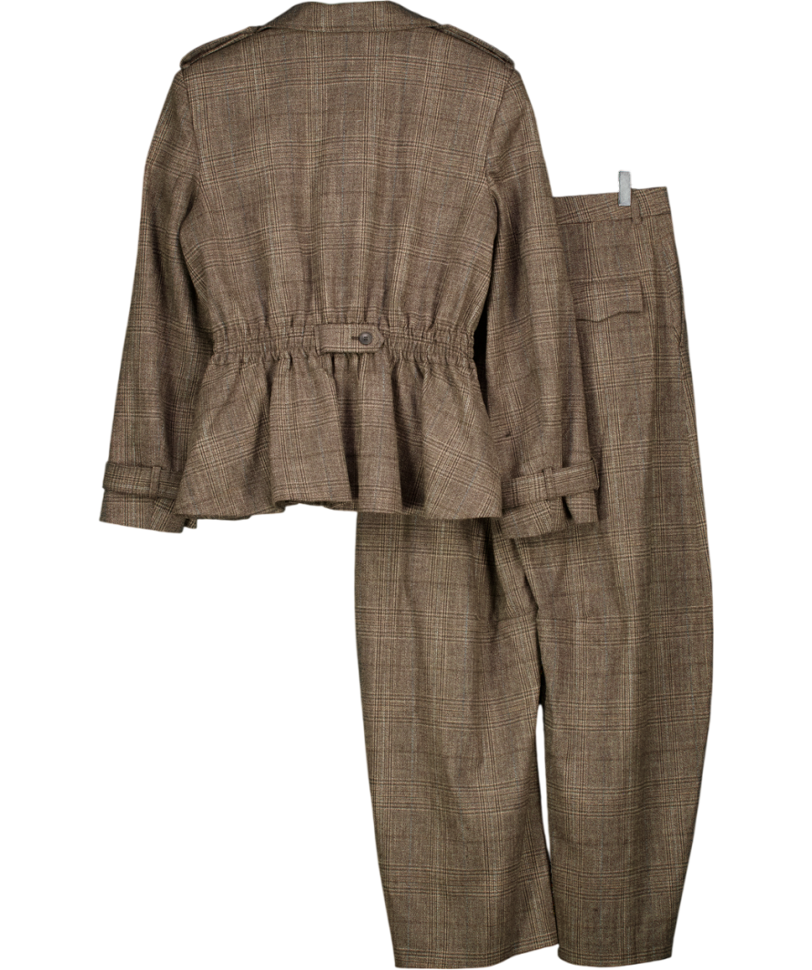 ZARA Brown Check Jacket And Trouser Set UK XS/S