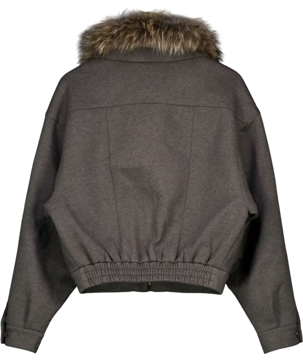 THE SHY STREET Grey Fur Jacket UK M