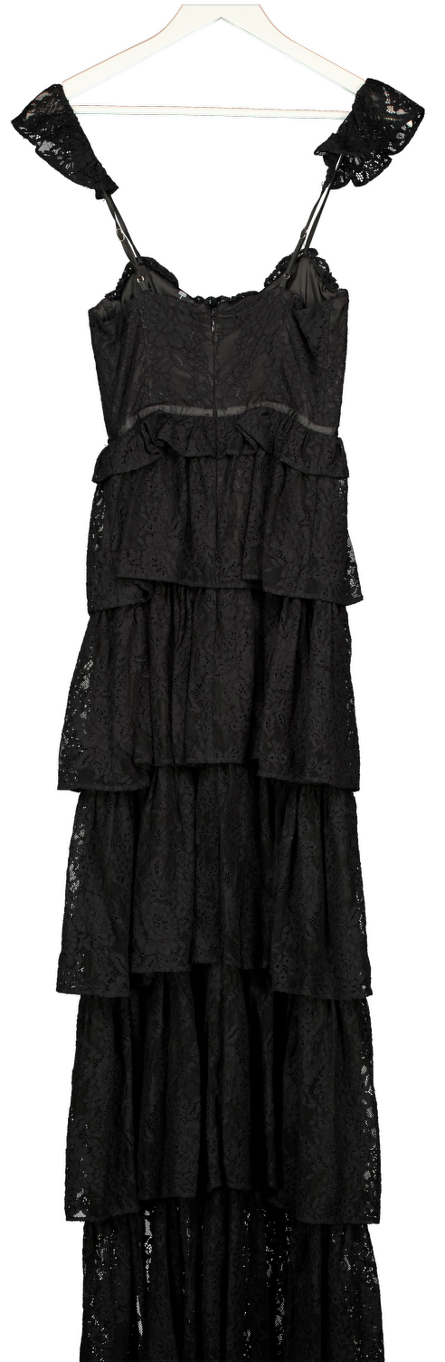 TULAROSA Black Tiered Lace Cantini Maxi Dress UK XXS