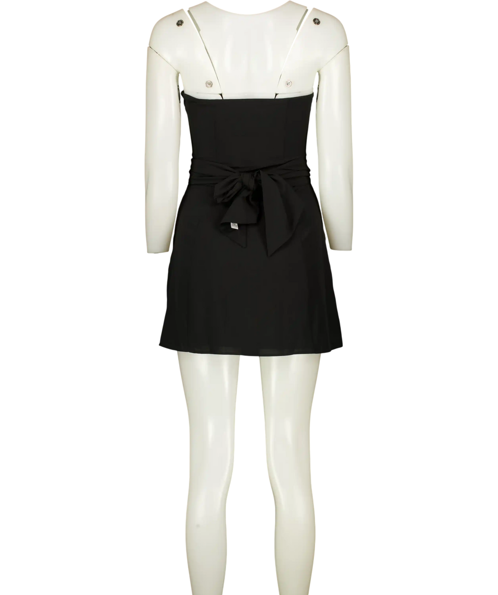 Oh Polly Cecilia  Scarf-detail A-line Mini Dress In Black UK 8