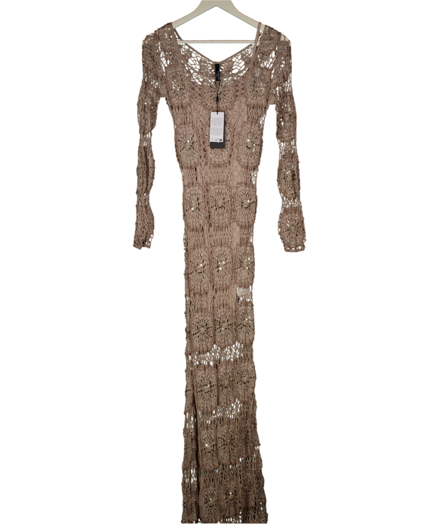 Marciano by GUESS Beige Charli Crochet Dress UK 14