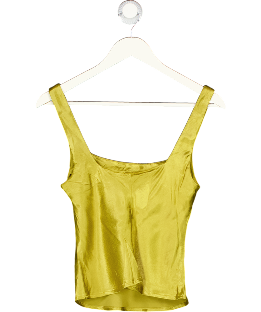 TOPSHOP Square Neck Satin Cami In Olive Green UK 6