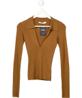 BEC + BRIDGE Brown Long Sleeved Ribbed Knit Polo UK 6