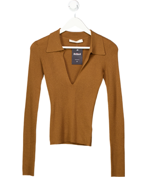 BEC + BRIDGE Brown Long Sleeved Ribbed Knit Polo UK 6