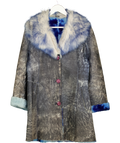 CASSINI Vintage Grey / Blue Leather & Shearling Jacket UK L