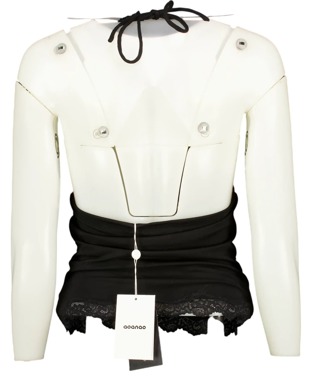 Aoanao Black Halter Neck Top UK M