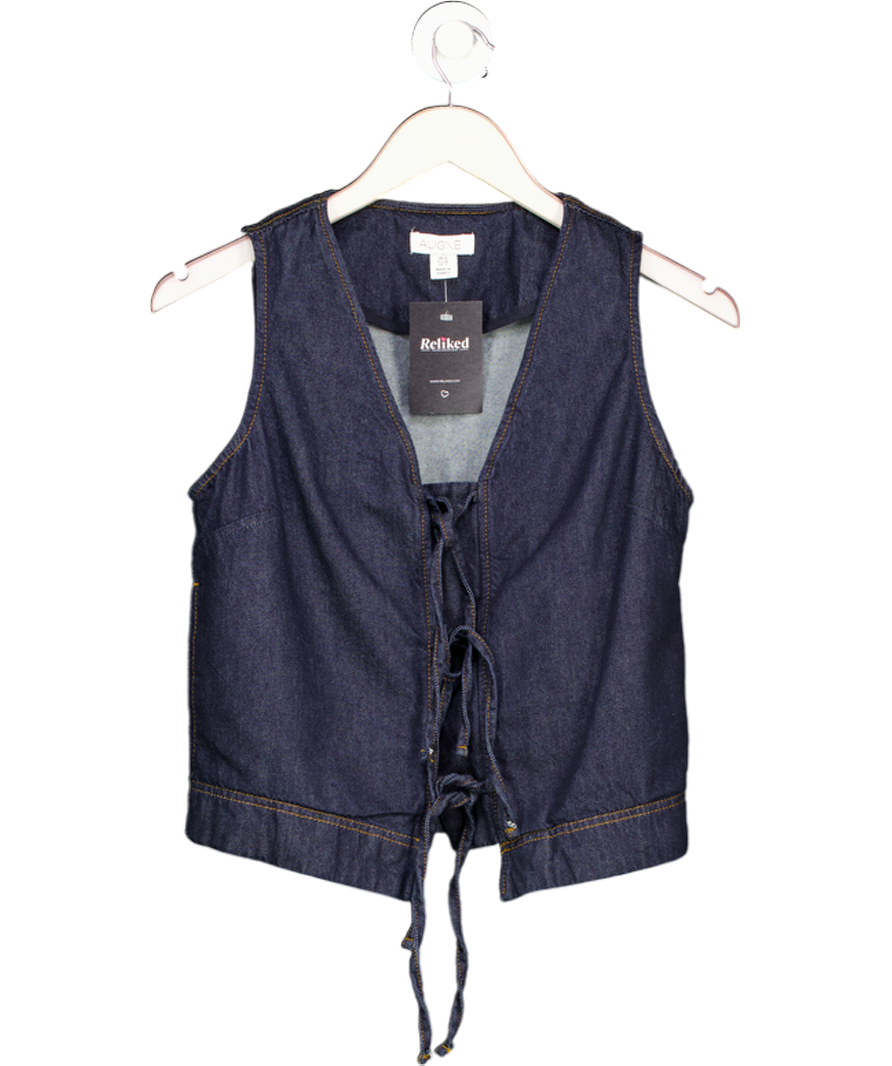 Aligne Blue Isla Denim Tie Waistcoat Top UK 6