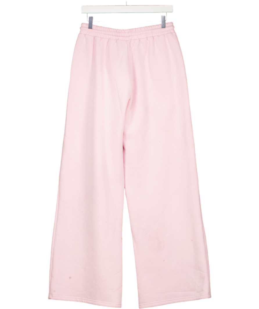 White Fox Pink Embroidered Logo Wide Leg Sweatpant UK L