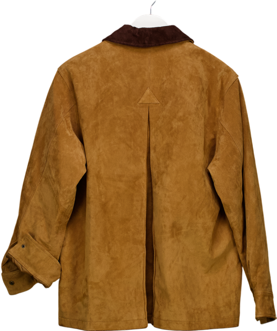 ZARA Brown 100% Suede Leather Jacket Zw Collection Limited Edition UK S