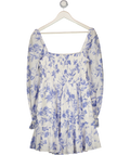 & Other Stories Blue & White Floral Puff Sleeve Dress UK 12