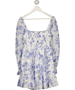& Other Stories Blue & White Floral Puff Sleeve Dress UK 12