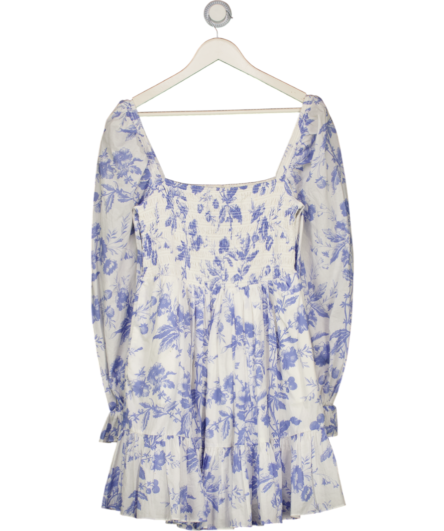 & Other Stories Blue & White Floral Puff Sleeve Dress UK 12