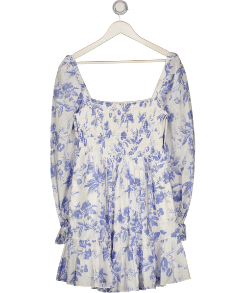 & Other Stories Blue & White Floral Puff Sleeve Dress UK 12